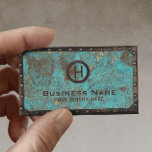Bauweise Vintages Monogramm Türkiskupfer Visitenkarte<br><div class="desc">Vintage Monogramm robuste türkisfarbene Kupferkonstruktionskarten.</div>