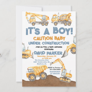 Bauwesen Es ist ein Boy Dump Truck Party Einladung