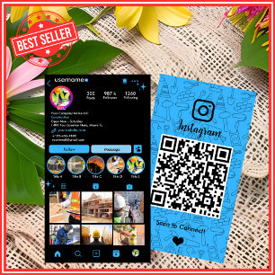 Bauwesen Instagram Blau QR-Code Visitenkarte