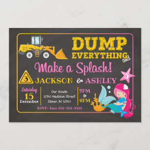 Bauwesen und Mermaid Joint Birthday Einladung