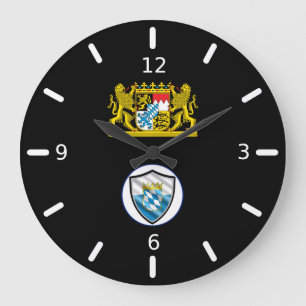 Bavarian flag-coat arms large clock große wanduhr