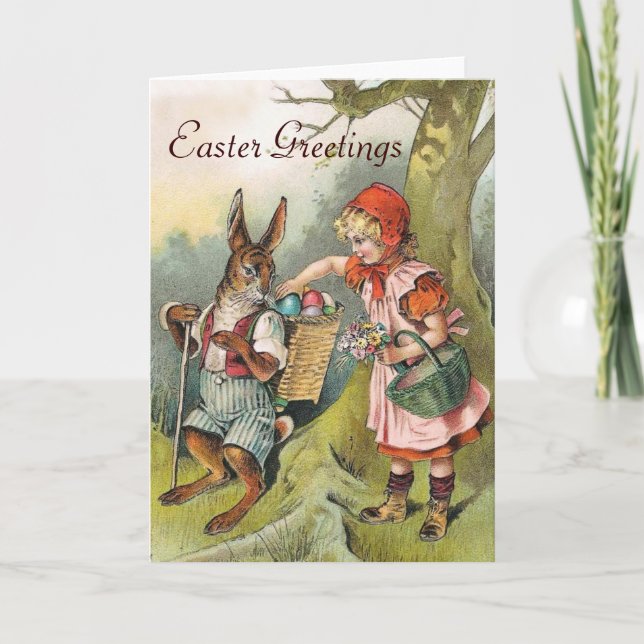Bavarois oeufs de lapin de Pâques Carte de fille v (Devant)