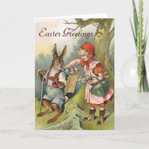 Bavarois oeufs de lapin de Pâques Carte de fille v