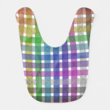 Bavoir bébé carreaux arc-en-ciel