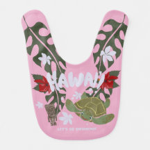 Bavoir bébé rose tortue de mer de dessin animé mig