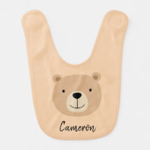Cute Ours Brown Personnaliser Nom Bébé Bib