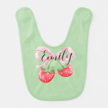 Fraises jolies avec monogramme et ruban rose pour