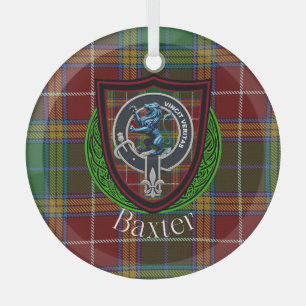 Baxter-Schottischer-Clan-Tartan & -Wappen Ornament Aus Glas