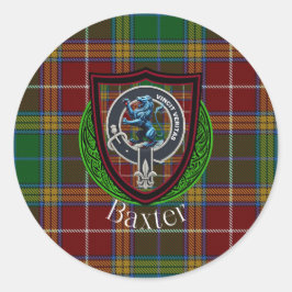 Baxter Scottish Clan Tartan & Crest Runder Aufkleber