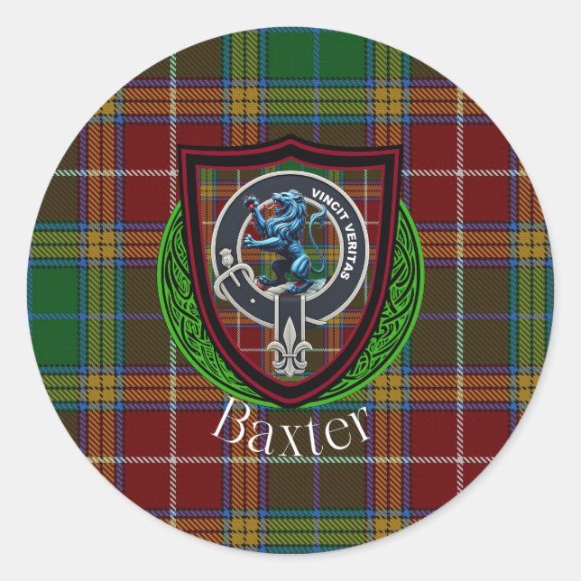 Baxter Scottish Clan Tartan & Crest Runder Aufkleber (Vorderseite)