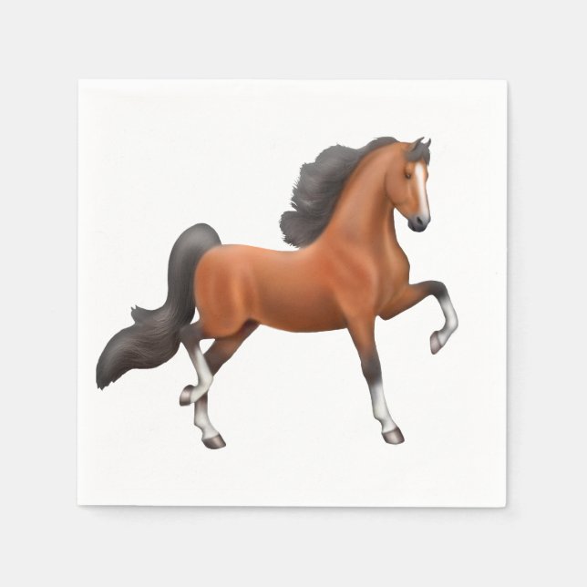 Bay American Saddlebred Pferd Napkins Serviette (Vorderseite)