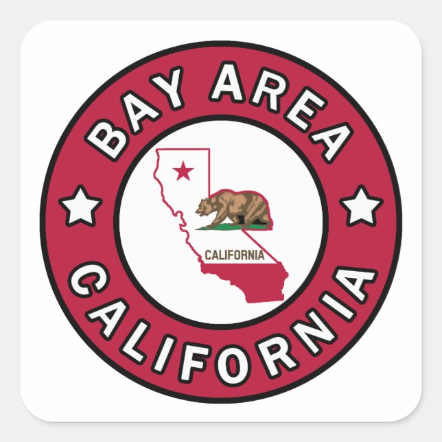 Bay Area California Quadratischer Aufkleber (Vorderseite)
