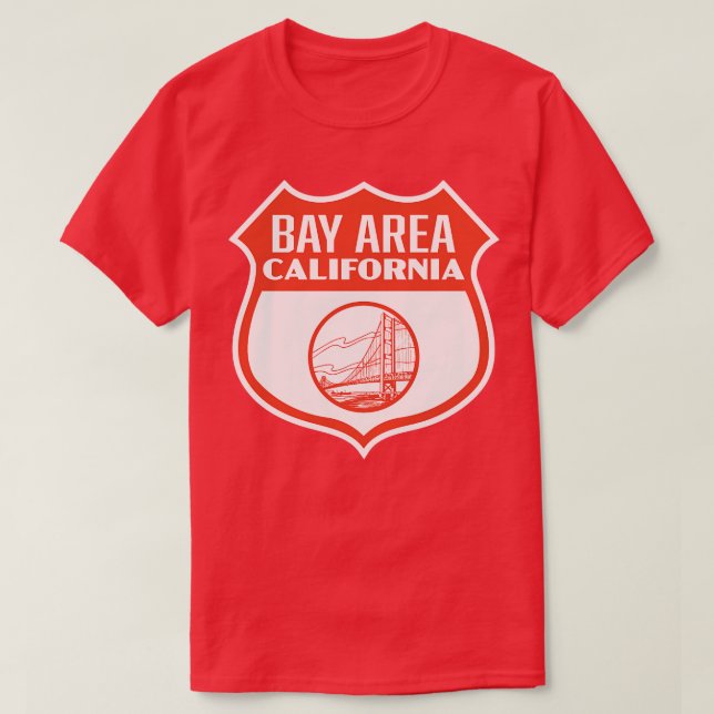 Bay Area California Retro Shield Red T-Shirt (Design vorne)