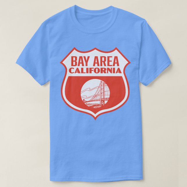 Bay Area California Retro Shield White T-Shirt (Design vorne)