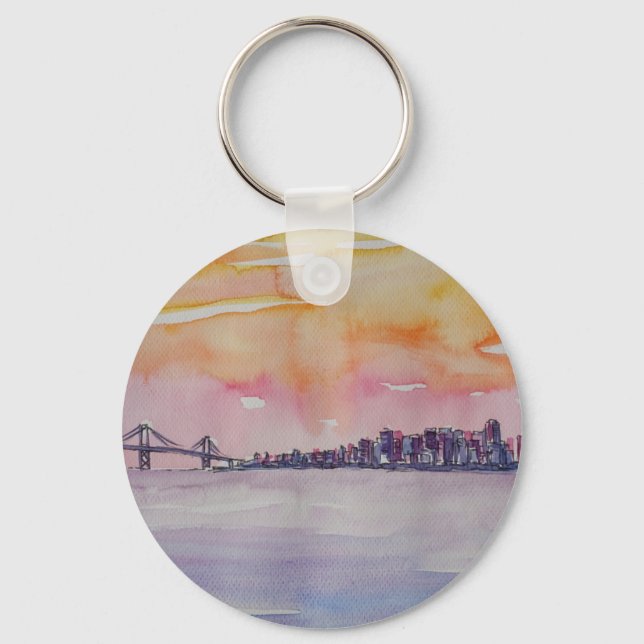Bay Area Skyline San Francisco mit Oakland Bridge Schlüsselanhänger (Vorderseite)