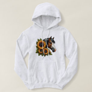 Bay Bald Gesicht Paint Horse mit Sonnenblumen Hoodie