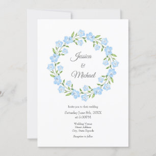 Bay Blue Eyes Watercolor Floral Wreath Einladung