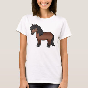 Bay-Braune Shetlandpony-Cartoon-Illustration T-Shirt