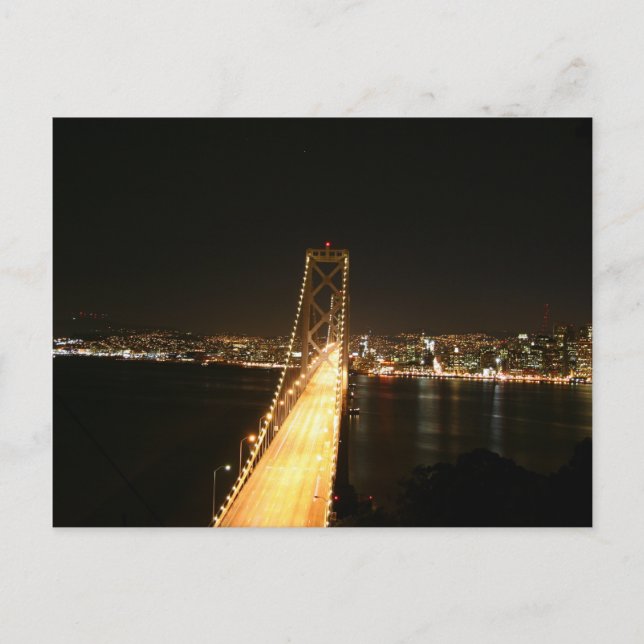 Bay Bridge bei Nacht Postkarte (Vorderseite)