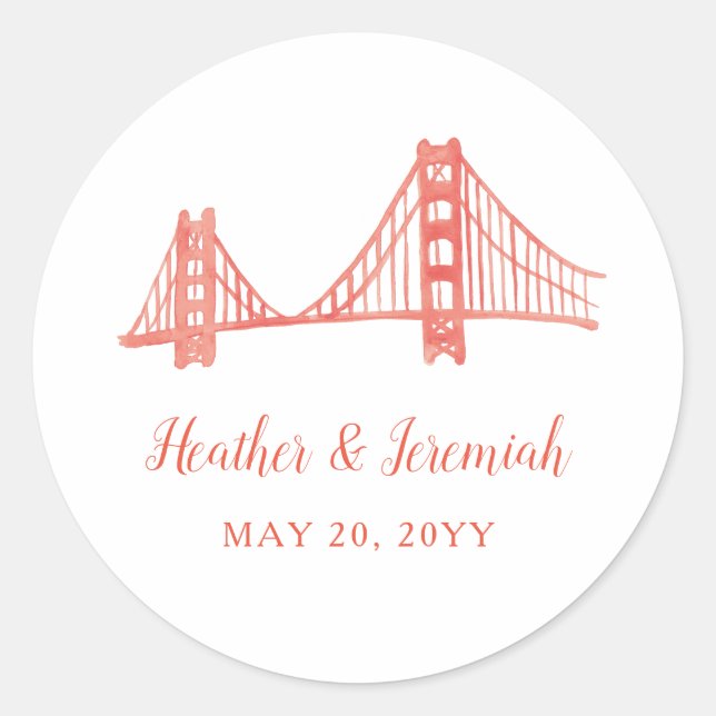 Bay Bridge Wedding Runder Aufkleber (Vorderseite)