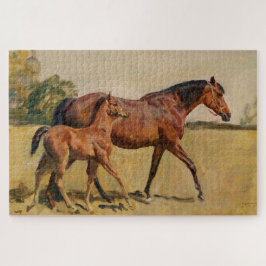 Bay Brown Thoroughbred Mare und Fohlen