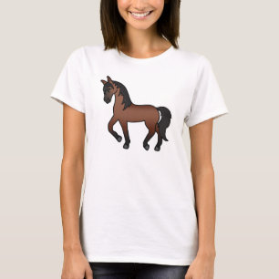 Bay Brown Traber Pferd Cartoon-Illustration T-Shirt