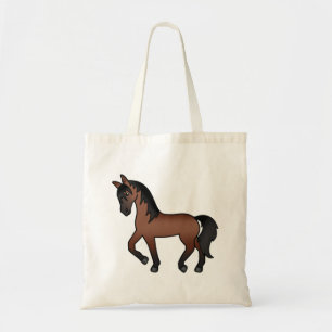 Bay Brown Trotting Horse Niedlicher Cartoon Illust Tragetasche