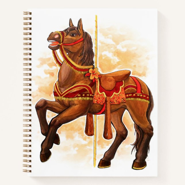 Bay Carousel Horse Notebook Notizbuch (Vorderseite)