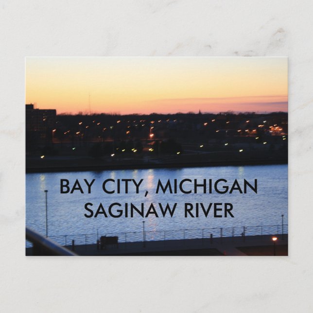 BAY CITY, MICHIGAN SAGINAW RIVER POST CARD POSTKARTE (Vorderseite)