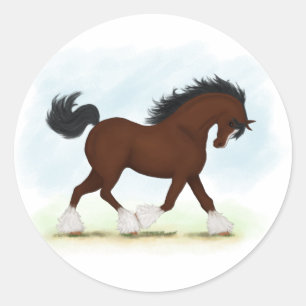Bay Clydesdale Horse Runder Aufkleber