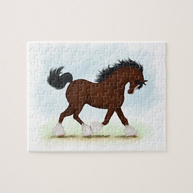 Bay Clydesdale Pferdezuchtreiter (Horizontal)