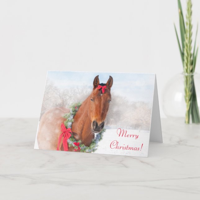 Bay Horse Christmas Feiertagskarte (Vorderseite)
