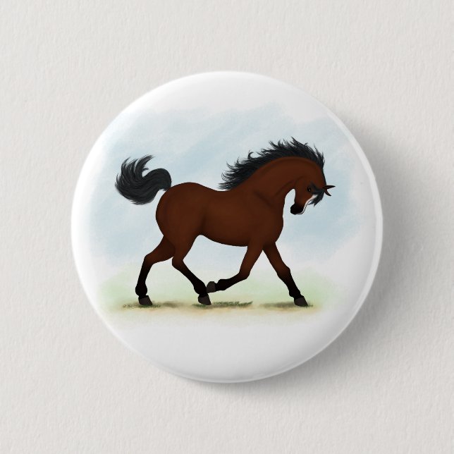 Bay Horse mit Blaze Button (Vorderseite)