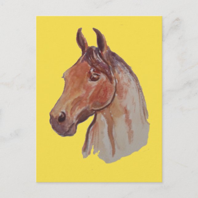 Bay Horse on Yellow Postkarte (Vorderseite)