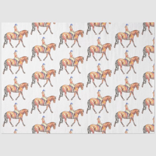 Bay Horse Trotting Dressage Seidenpapier (Vorderseite)