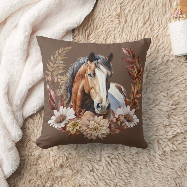 Bay Paint Horse Herbstkrautkeuche Kissen Kissen (Decke)