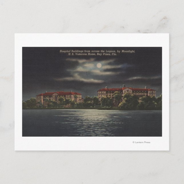 Bay Pines, Florida - Mondlichtansicht Krankenhaus Postkarte (Vorderseite)