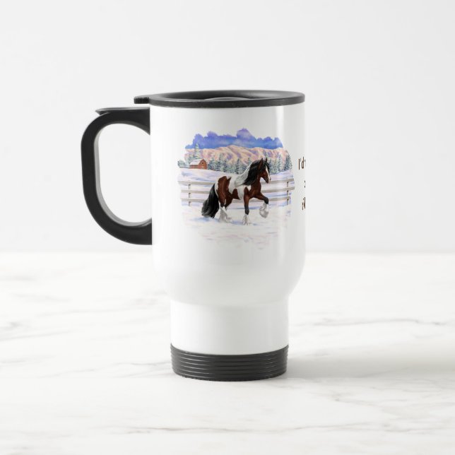 Bay Pinto Brown Skewbald Sinti und Roma Vanner Tin Reisebecher (Links)