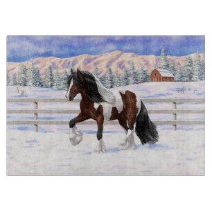 Bay Pinto Brown Skewbald Sinti und Roma Vanner Tin Schneidebrett