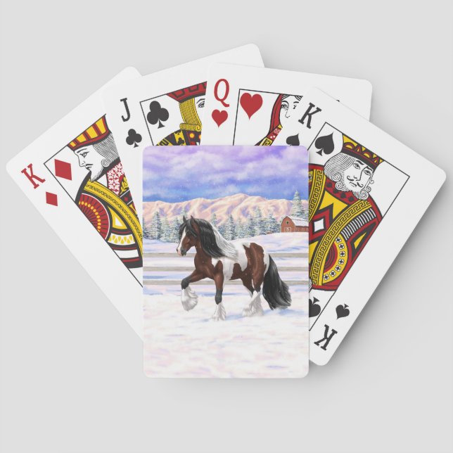 Bay Pinto Brown Skewbald Sinti und Roma Vanner Tin Spielkarten (Rückseite)