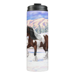 Bay Pinto Brown Skewbald Sinti und Roma Vanner Tin Thermosbecher