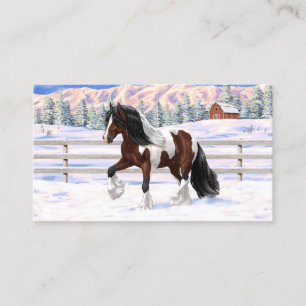 Bay Pinto Brown Skewbald Sinti und Roma Vanner Tin Visitenkarte