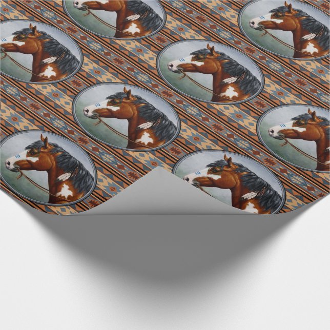 Bay Pinto War Horse Südwestdesign Geschenkpapier (Ecke)