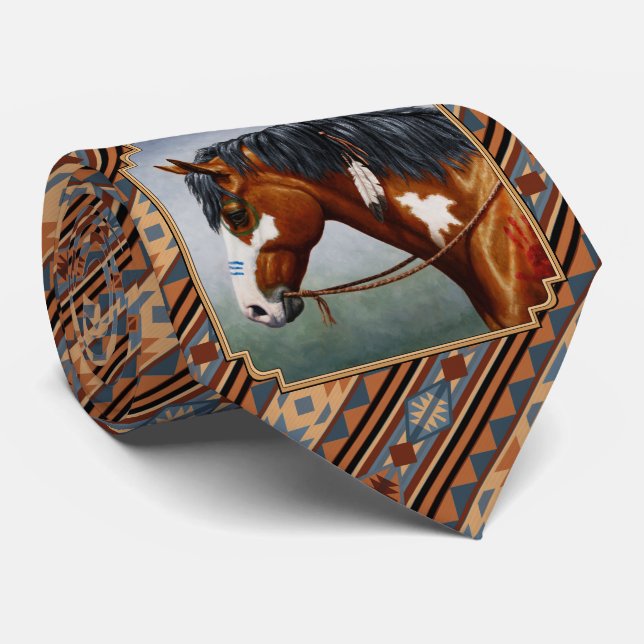 Bay Pinto War Horse Südwestdesign Krawatte (Gerollt)