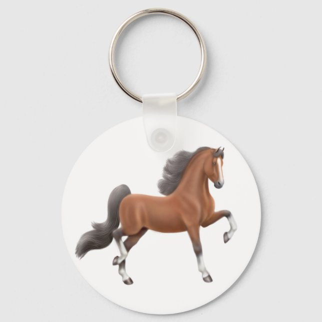Bay Saddlebred Horse Schlüsselanhänger (Vorderseite)