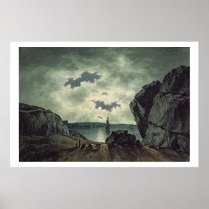 Bay Scene in Moonlight, 1787 (w/c over pencil on p Poster