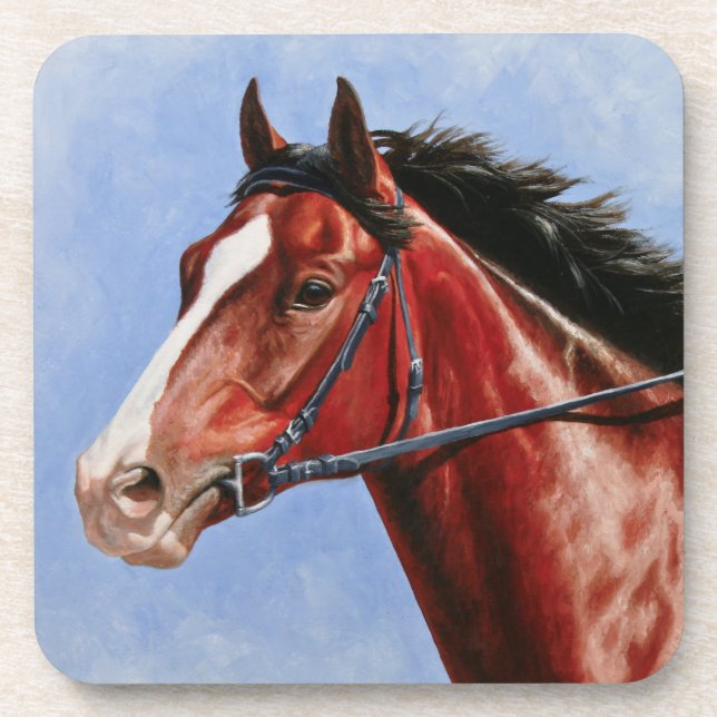 Bay Thoroughbred Race Pferd Untersetzer (Vorderseite)