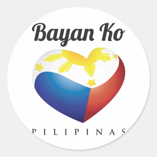Bayan Ko Pilipinas, Heart Flag Round Sticker (Vorderseite)
