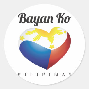 Bayan Ko Pilipinas, Herz-Flaggen-runder Aufkleber