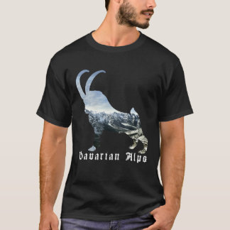 Bayerische Alpen Alp Ibex Wilde Ziege Silhouette T-Shirt